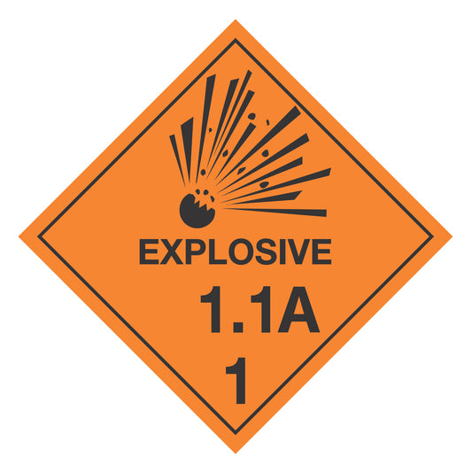 Hazard Class 1: Explosive 1.1A Placard Sign | Transportation Placards Decal Stickers