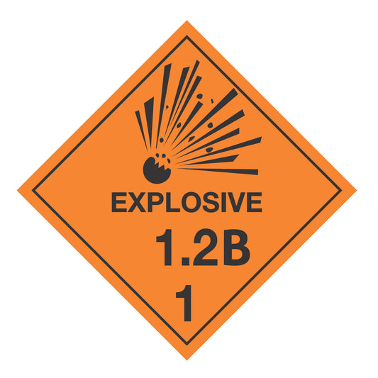 Hazard Class 1: Explosive 1.2B Placard Sign | Transportation Placards Decal Stickers