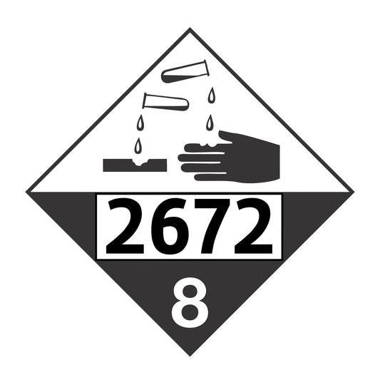 Hazard Class 8: Corrosive UN # 2672 Placard Sign | Transportation Placards Decal Stickers