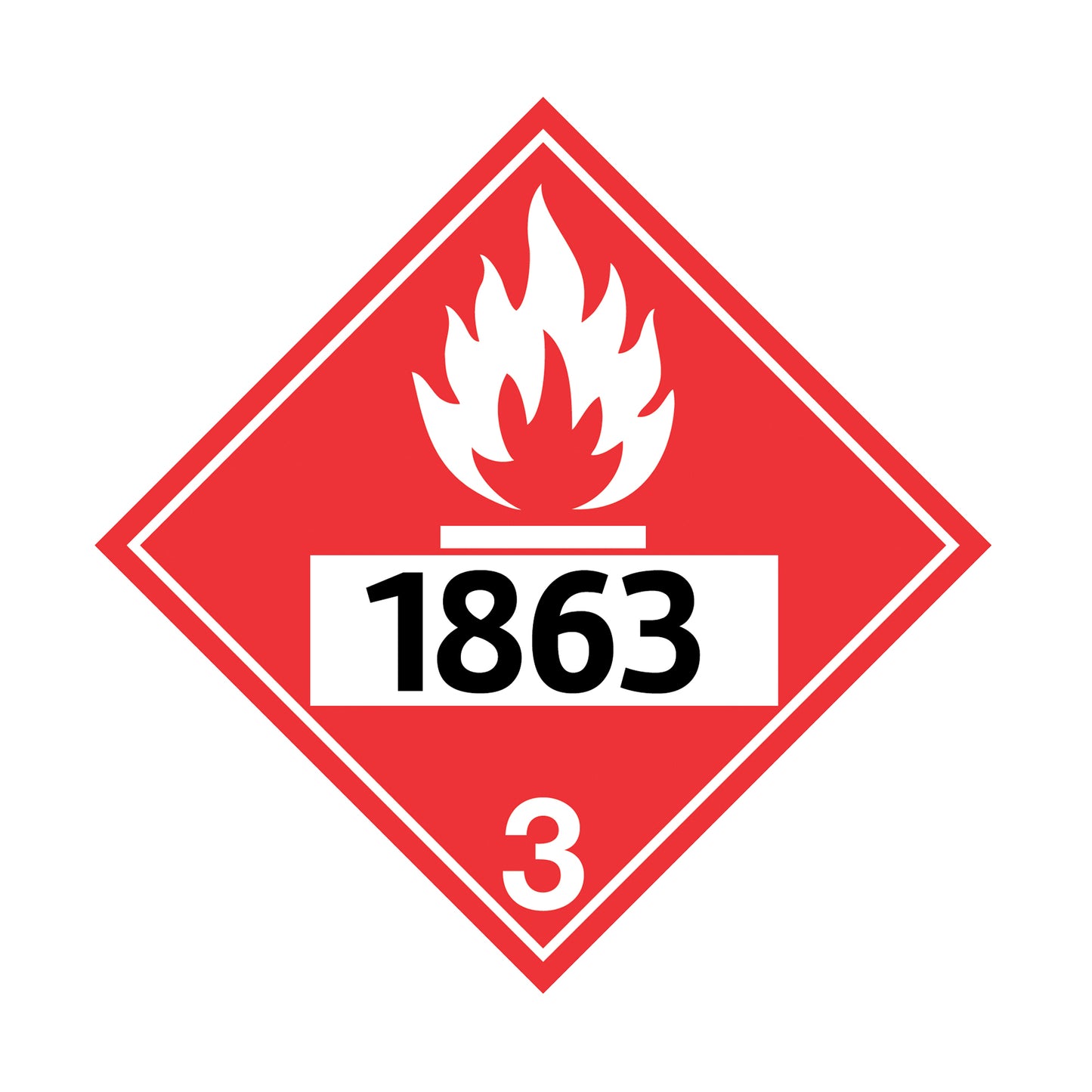 Hazard Class 3: Flammable Liquids UN # 1863 Placard Sign | Transportation Placards Decal Stickers