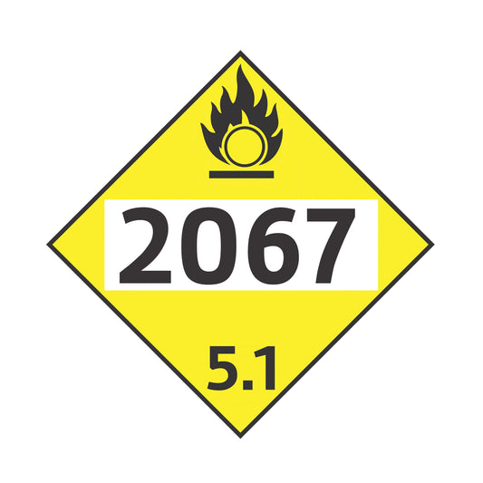 Hazard Class 5: Oxidizer UN # 2067 Placard Sign | Transportation Placards Decal Stickers