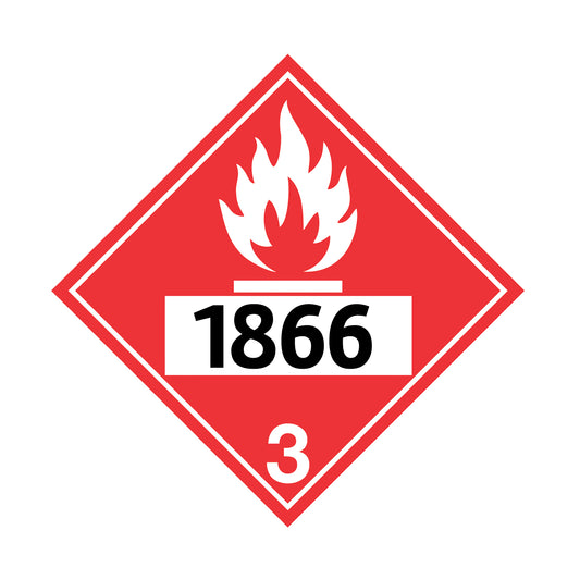 Hazard Class 3: Flammable Liquids UN # 1866 Placard Sign | Transportation Placards Decal Stickers