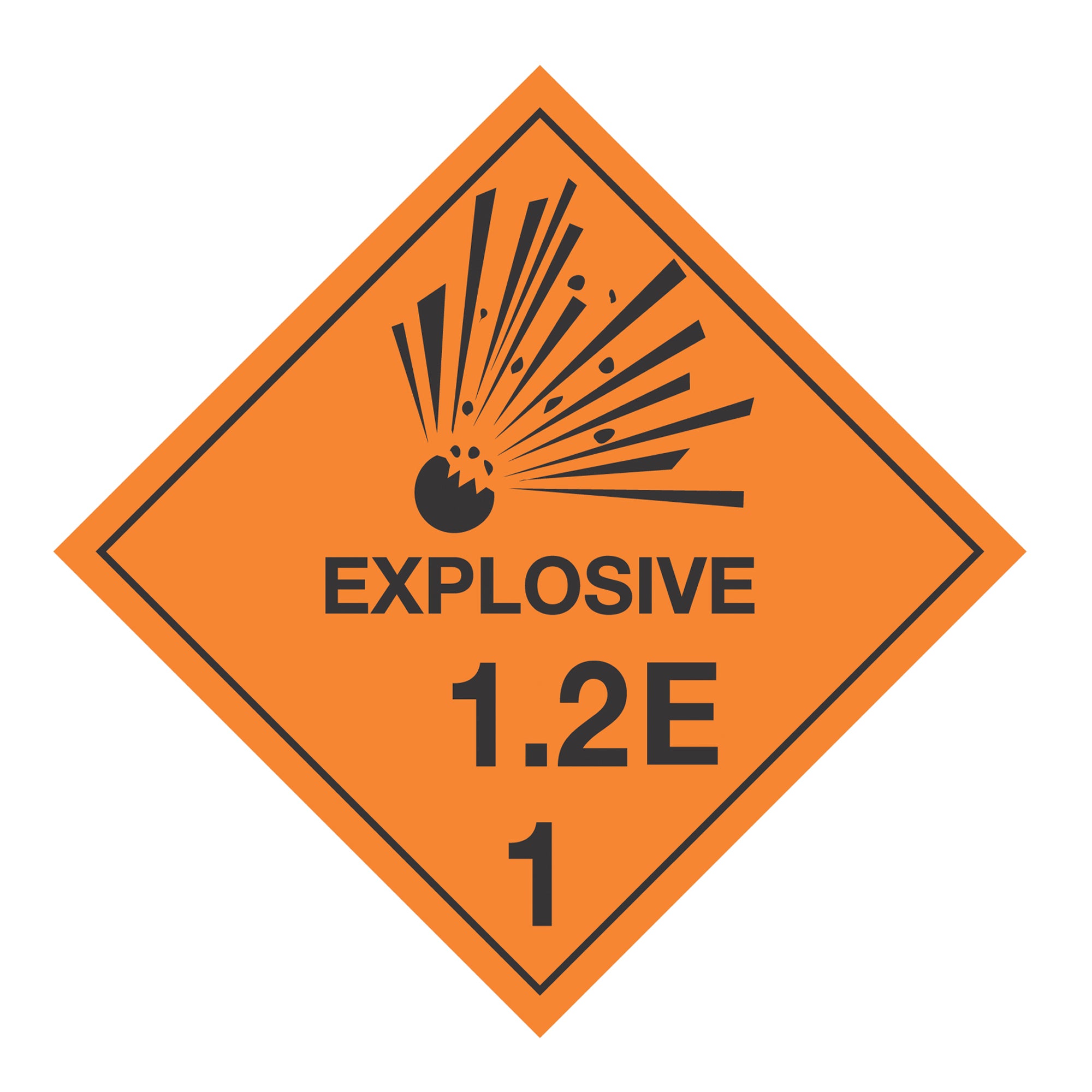 Hazard Class 1: Explosive 1.2E Placard Sign | Transportation Placards ...