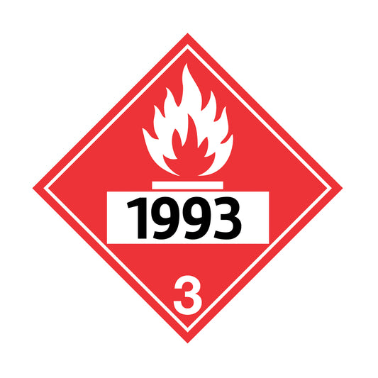 Hazard Class 3: Flammable Liquids UN # 1993 Placard Sign | Transportation Placards Decal Stickers