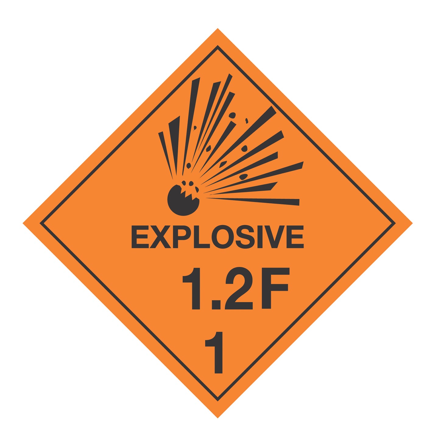 Hazard Class 1: Explosive 1.2F Placard Sign | Transportation Placards Decal Stickers