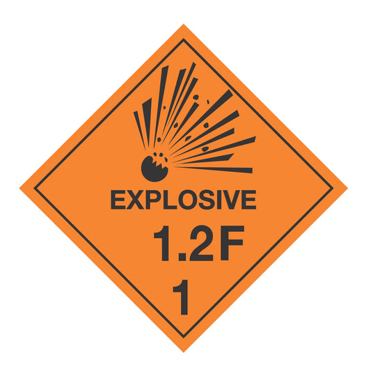 Hazard Class 1: Explosive 1.2F Placard Sign | Transportation Placards Decal Stickers