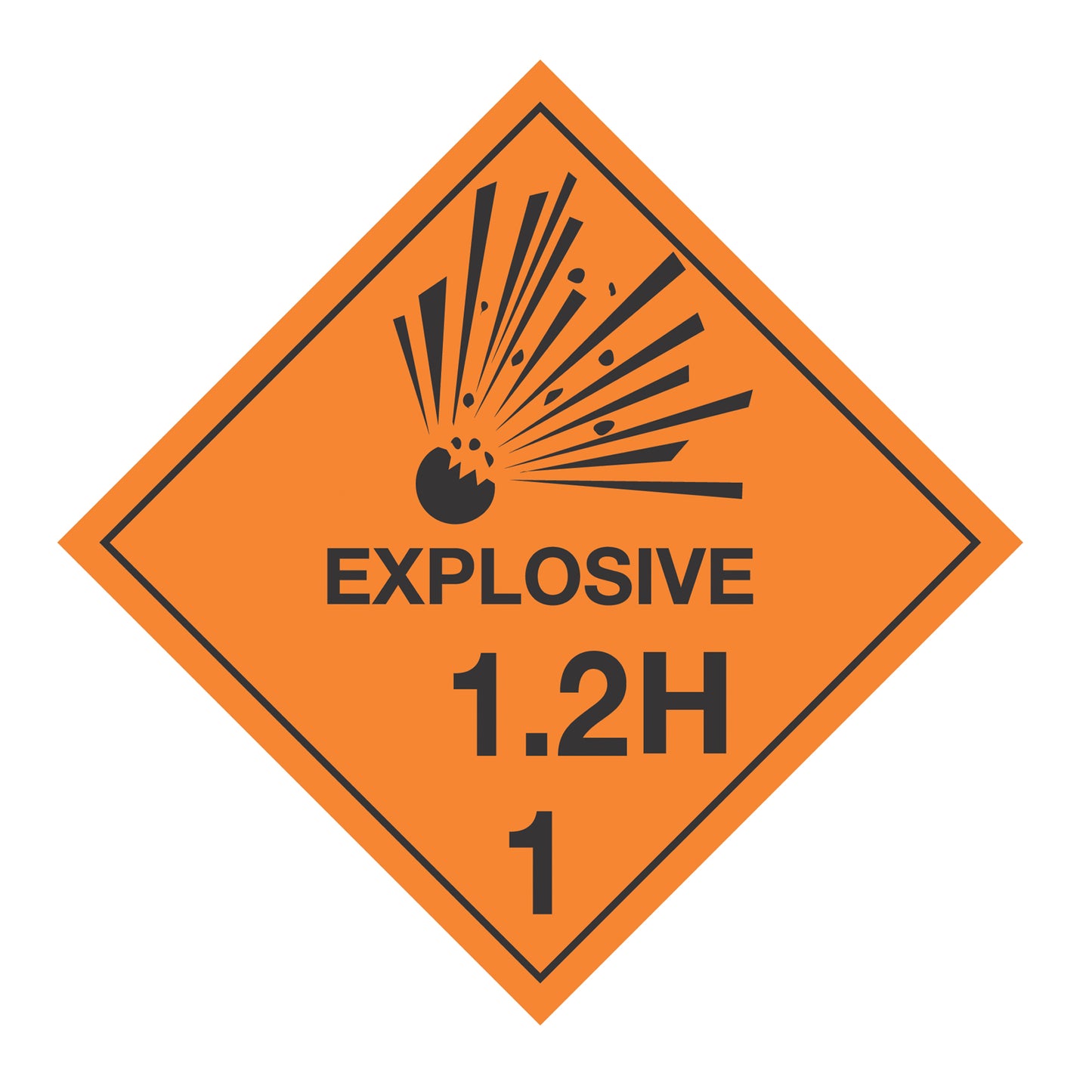 Hazard Class 1: Explosive 1.2H Placard Sign | Transportation Placards Decal Stickers