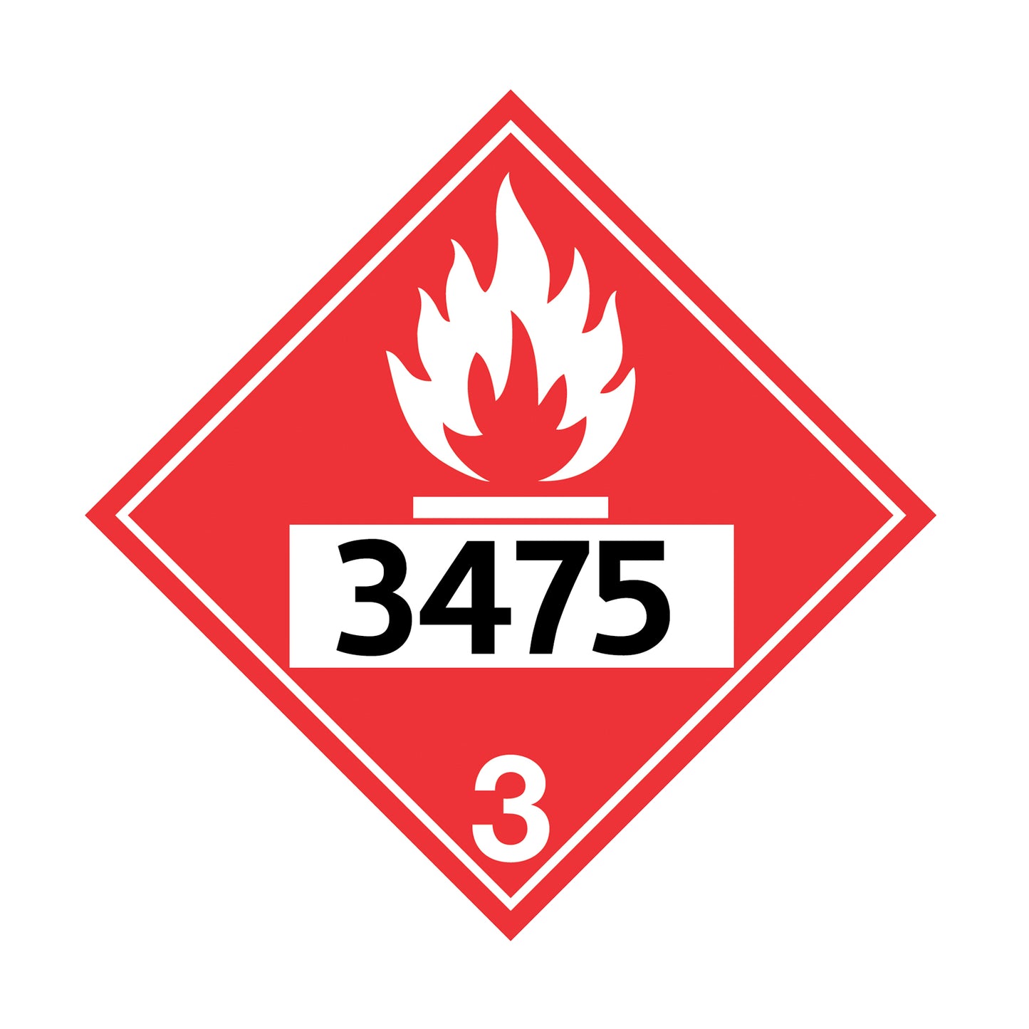 Hazard Class 3: Flammable Liquids UN # 3475 Placard Sign | Transportation Placards Decal Stickers