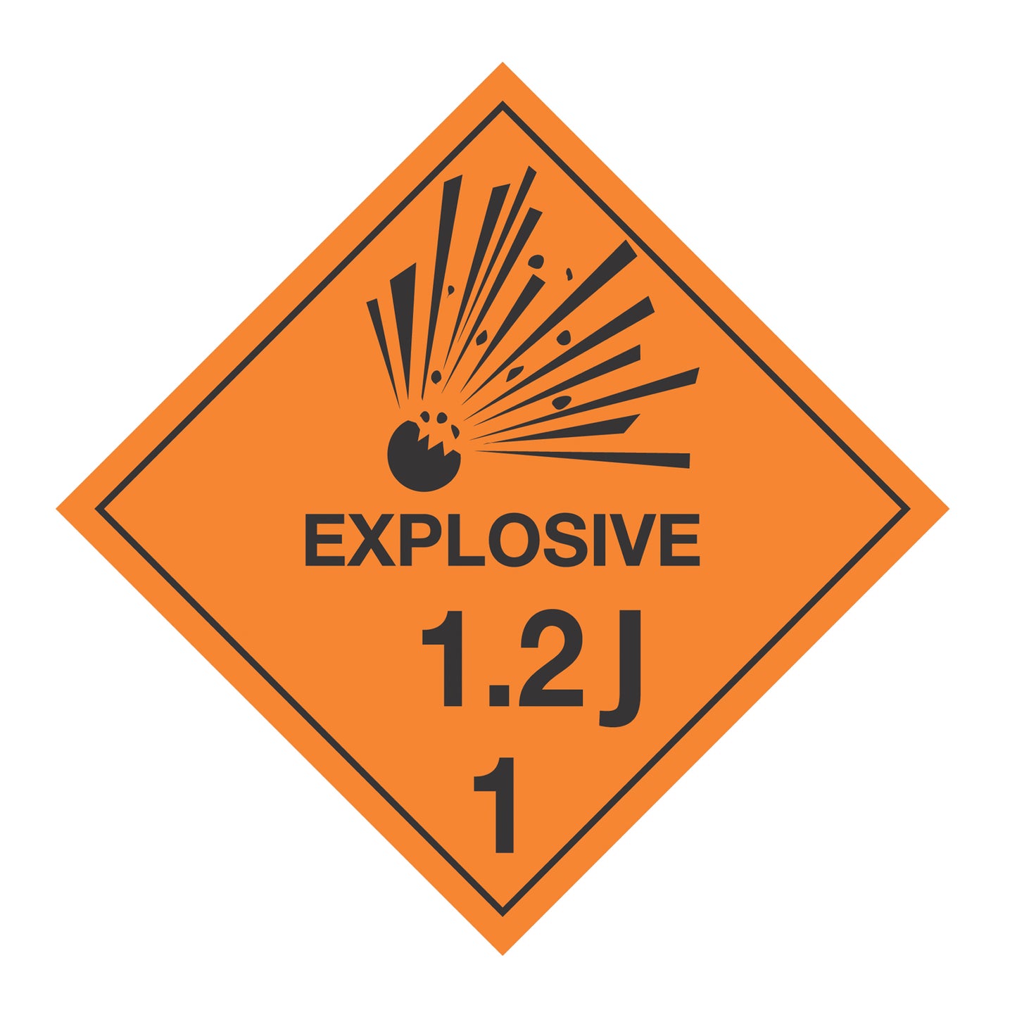 Hazard Class 1: Explosive 1.2J Placard Sign | Transportation Placards Decal Stickers