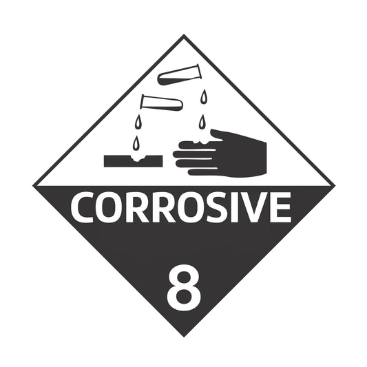 Hazard Class 8: Corrosive Placard Sign | Transportation Placards Decal Stickers