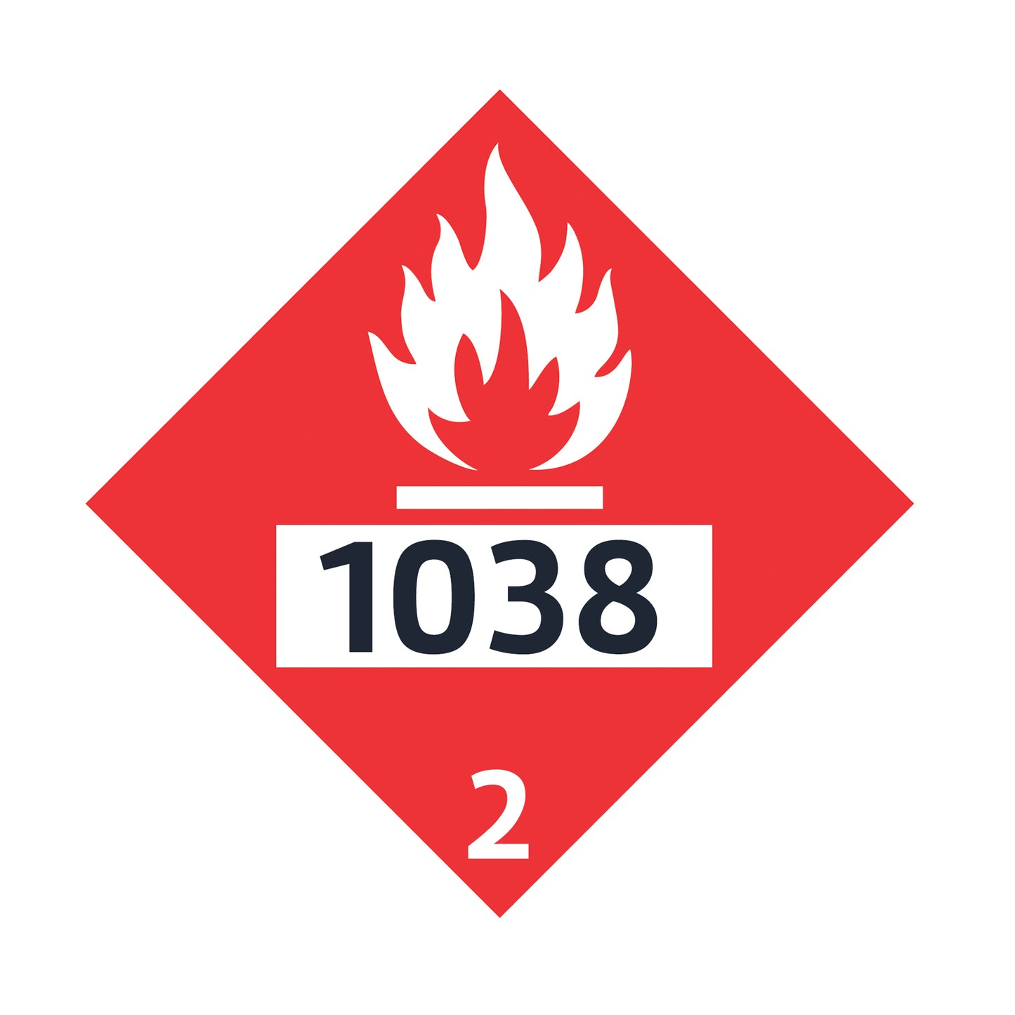 Hazard Class 2: Flammable Gas UN # 1038 Placard Sign | Transportation Placards Decal Stickers