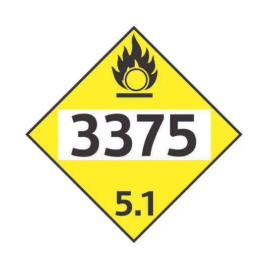 Hazard Class 5: Oxidizer UN # 3375 Placard Sign | Transportation Placards Decal Stickers