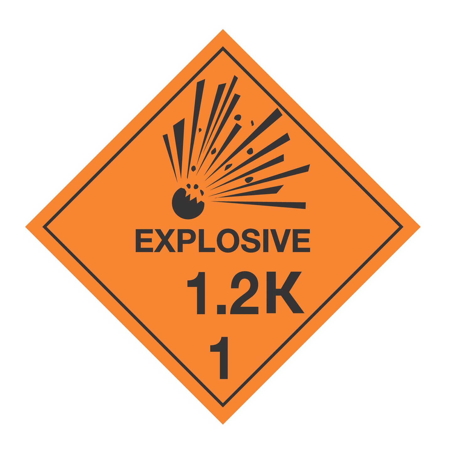 Hazard Class 1: Explosive 1.2K Placard Sign | Transportation Placards Decal Stickers