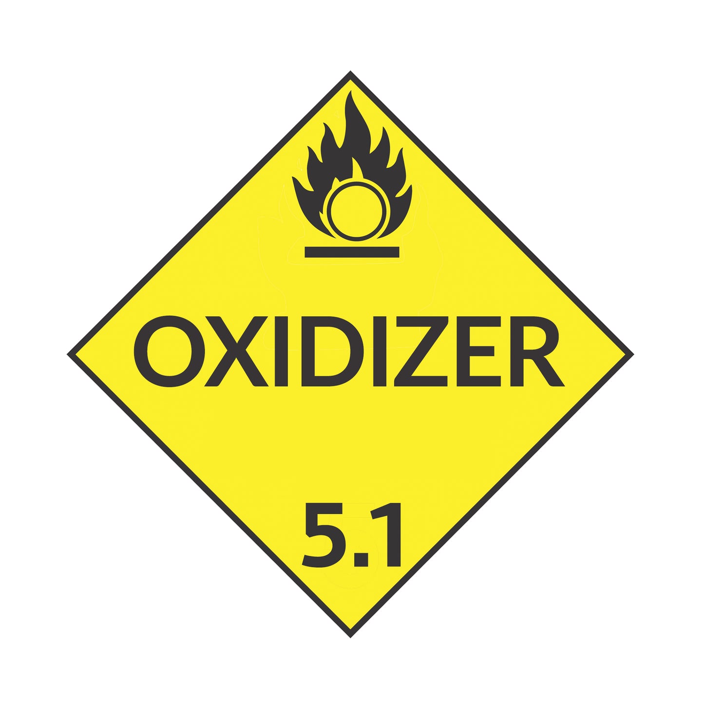 Hazard Class 5: Oxidizer 5.1 Placard Sign 2 | Transportation Placards Decal Stickers