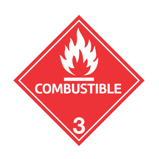 Hazard Class 3: Flammable Liquids Combustible Placard Sign | Transportation Placards Decal Stickers