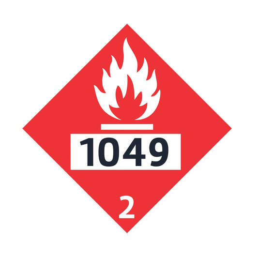 Hazard Class 2: Flammable Gas UN # 1049 Placard Sign | Transportation Placards Decal Stickers