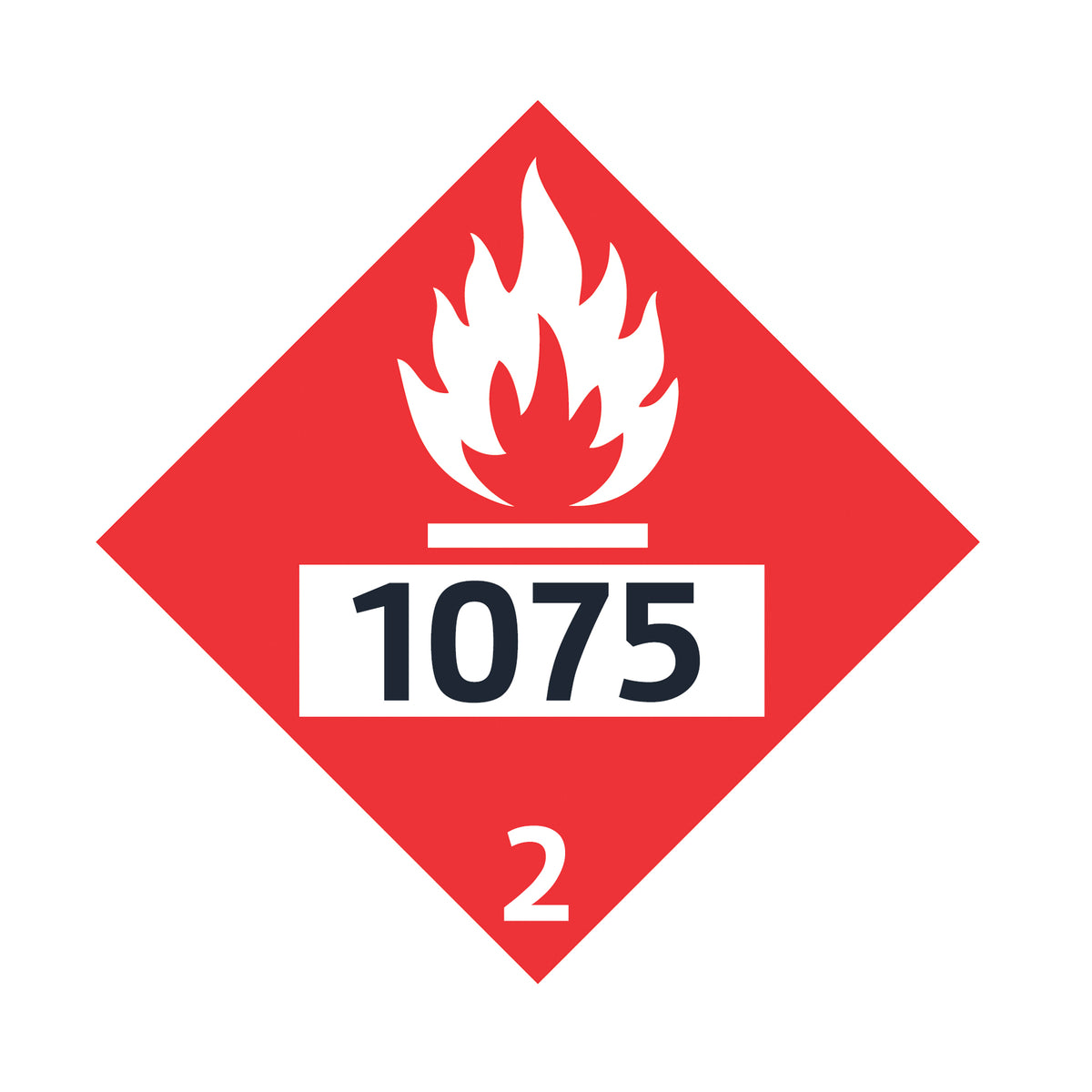 Un1075 Label Example Hazard Class 2: Flammable Gas UN # 1075 Placard Sign | Transportation ...