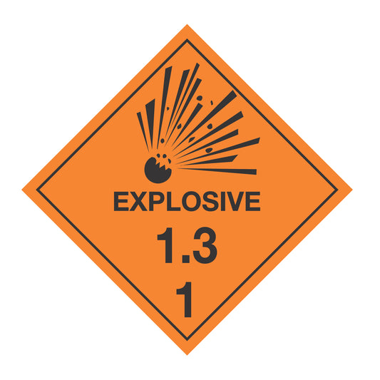 Hazard Class 1: Explosive 1.3 Placard Sign | Transportation Placards Decal Stickers