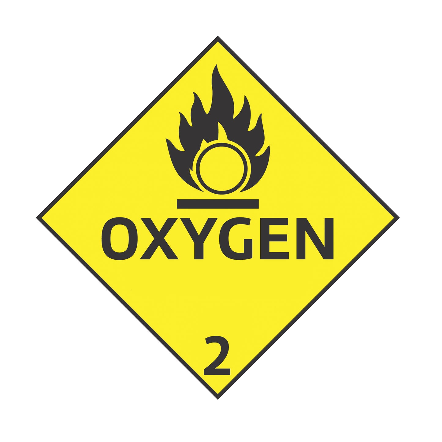 Hazard Class 2: Oxygen Placard Sign | Transportation Placards Decal Stickers