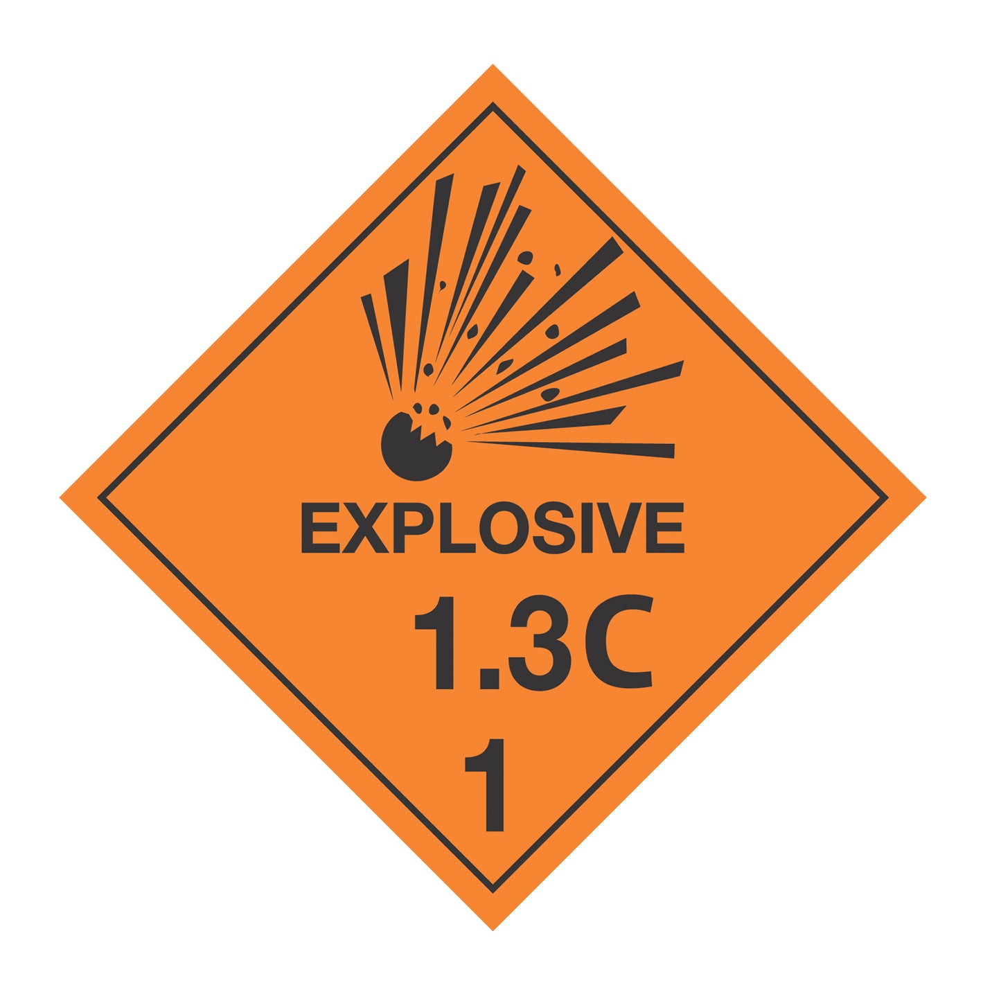 Hazard Class 1: Explosive 1.3C Placard Sign | Transportation Placards Decal Stickers