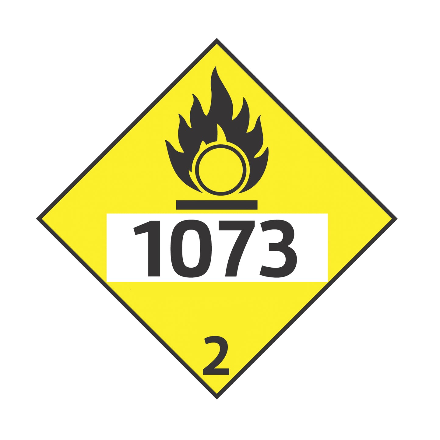 Hazard Class 2: Oxygen UN # 1073 Placard Sign | Transportation Placards Decal Stickers