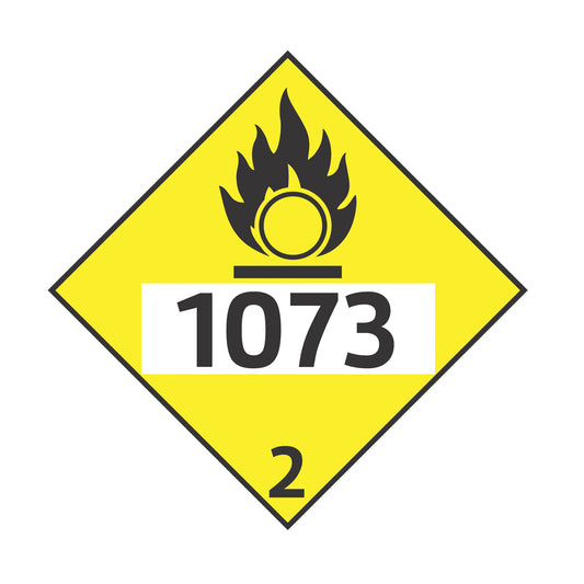 Hazard Class 2: Oxygen UN # 1073 Placard Sign | Transportation Placards Decal Stickers