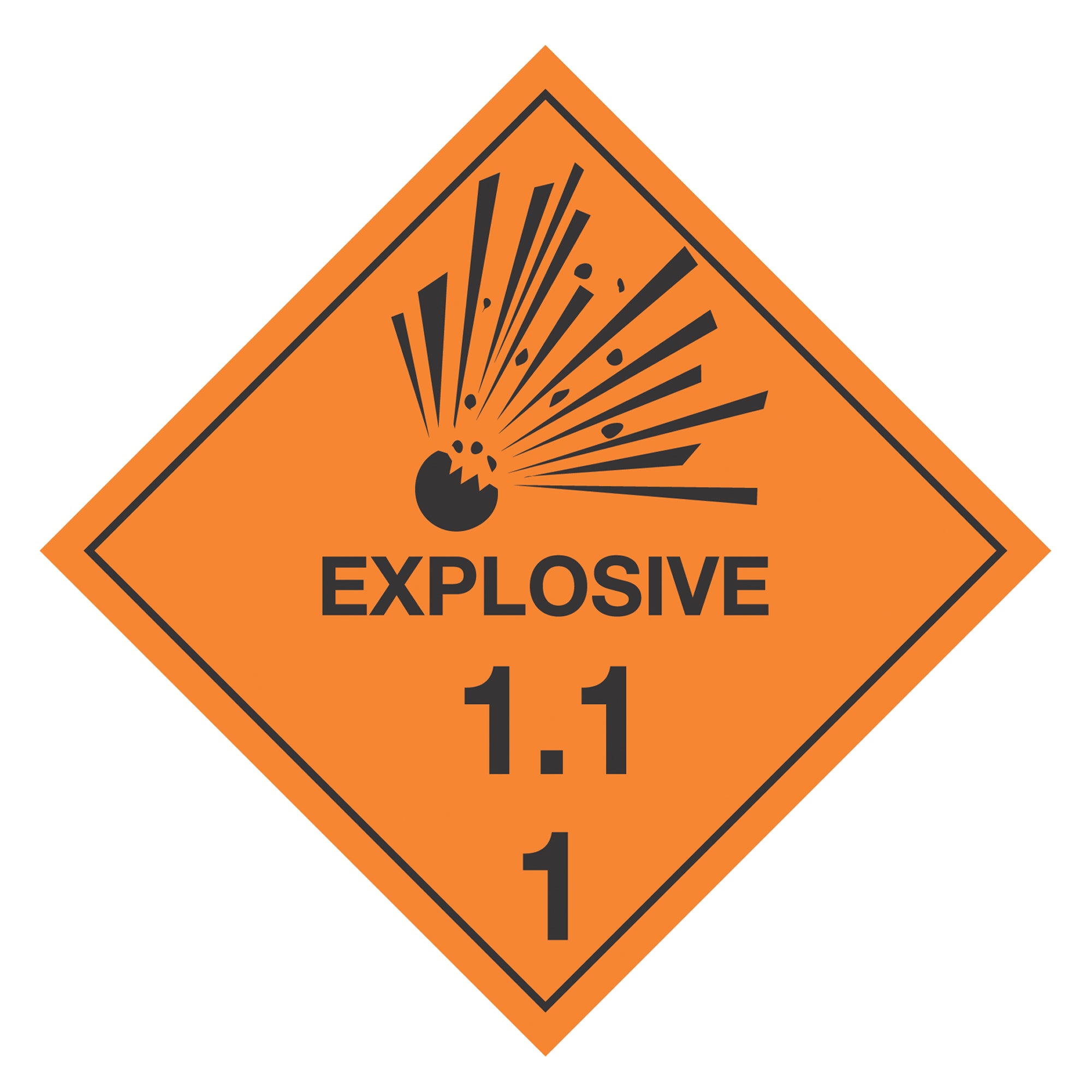 Hazard Class 1: Explosive 1.1 Placard Sign | Transportation Placards ...