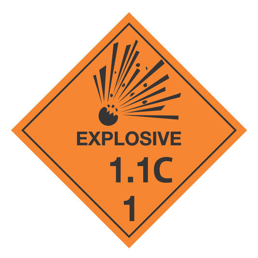 Hazard Class 1: Explosive 1.1C Placard Sign | Transportation Placards Decal Stickers