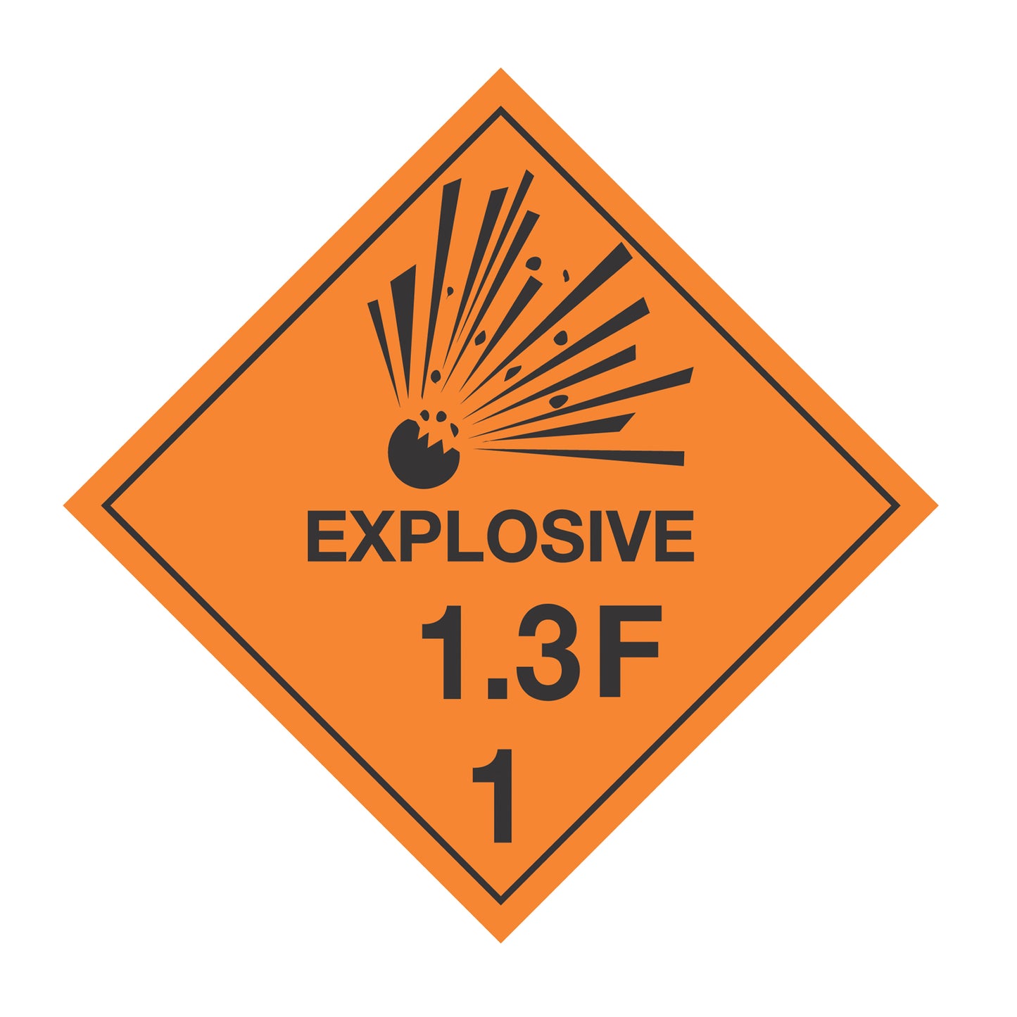 Hazard Class 1: Explosive 1.3F Placard Sign | Transportation Placards Decal Stickers