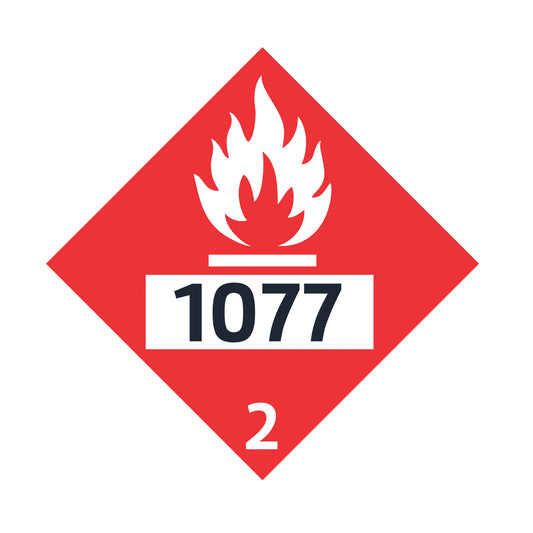 Hazard Class 2: Flammable Gas UN # 1077 Placard Sign | Transportation Placards Decal Stickers