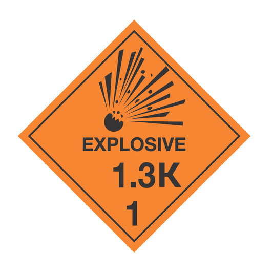 Hazard Class 1: Explosive 1.3K Placard Sign | Transportation Placards Decal Stickers