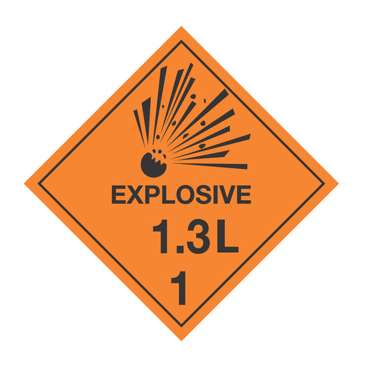 Hazard Class 1: Explosive 1.3L Placard Sign | Transportation Placards Decal Stickers