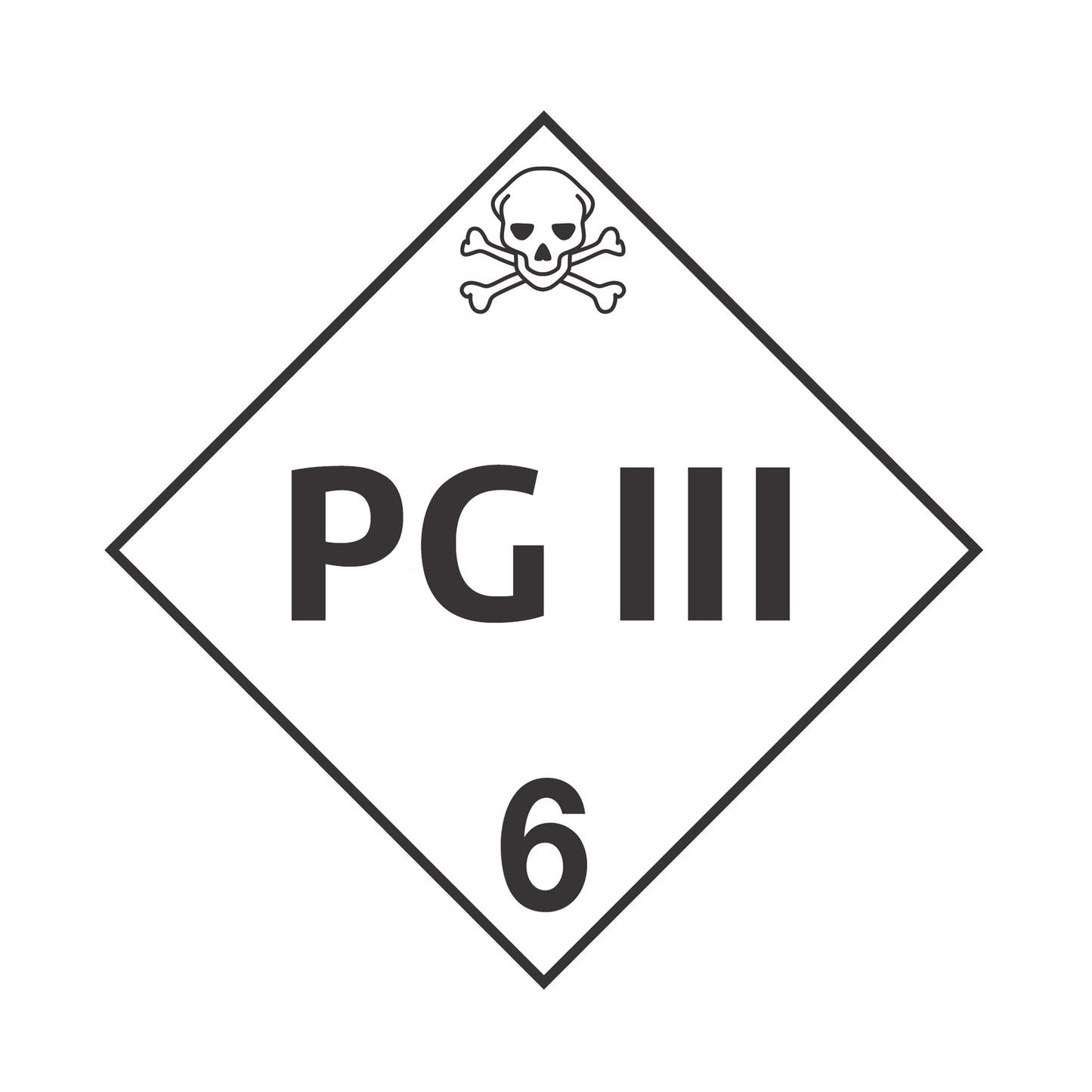 Hazard Class 6: PG III Placard Sign | Transportation Placards Decal Stickers