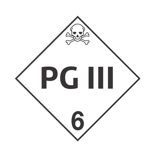 Hazard Class 6: PG III Placard Sign | Transportation Placards Decal Stickers