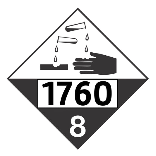 Hazard Class 8: Corrosive UN # 1760 Placard Sign | Transportation Placards Decal Stickers