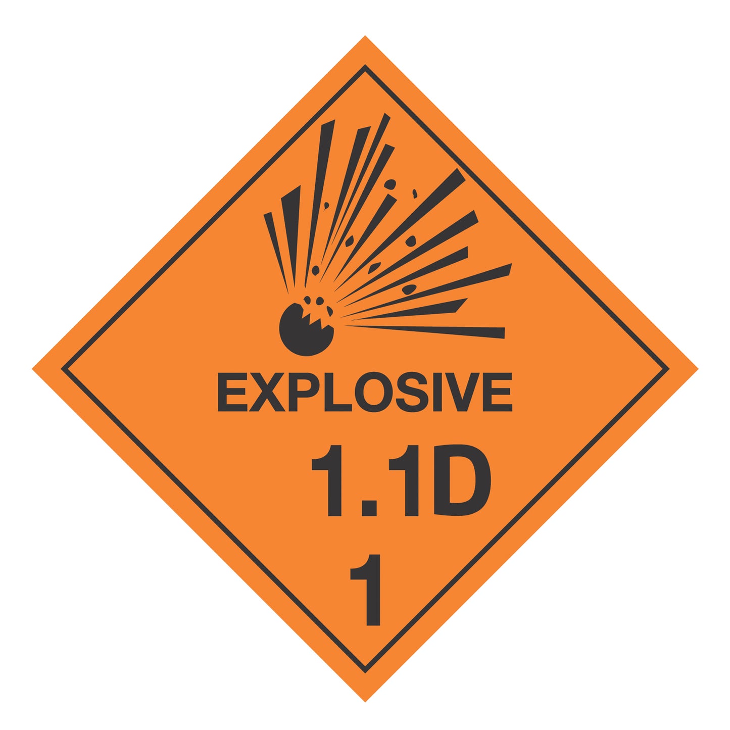 Hazard Class 1: Explosive 1.1D Placard Sign | Transportation Placards Decal Stickers