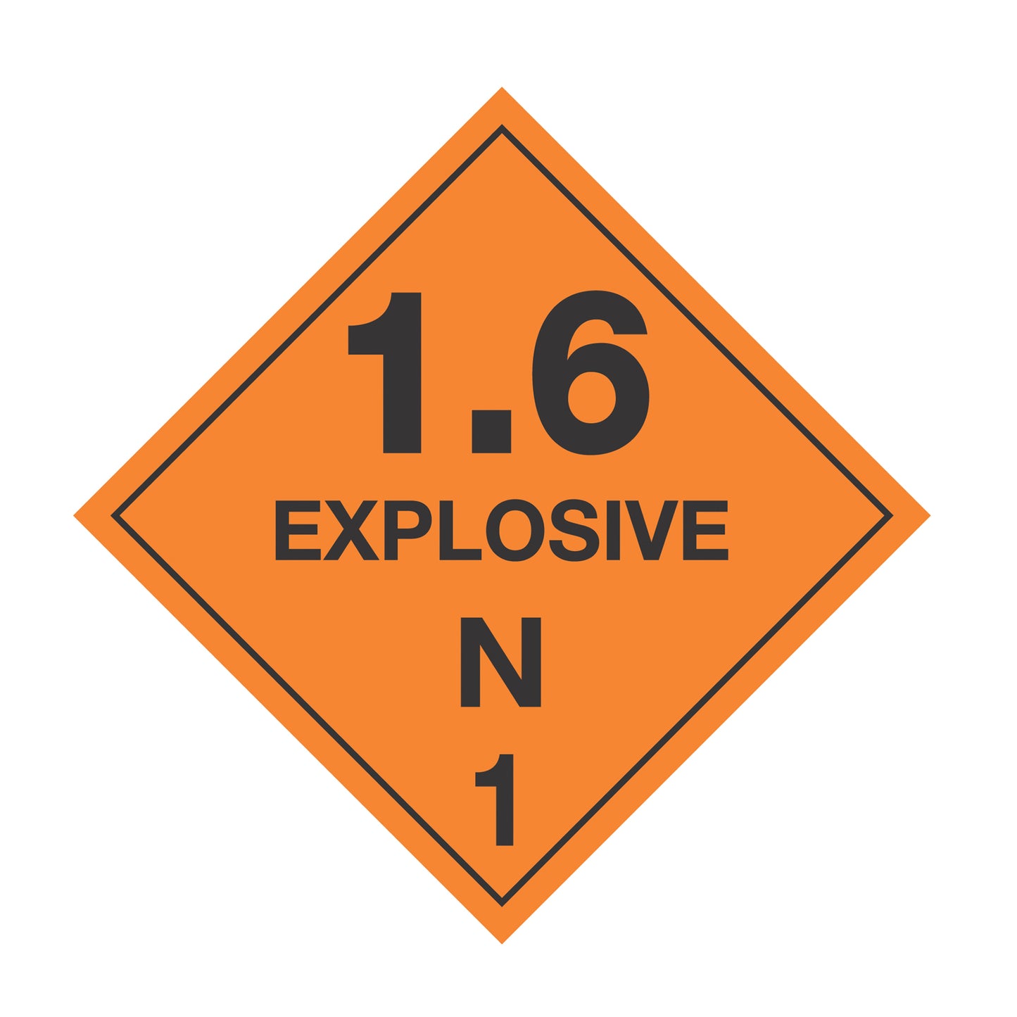 Hazard Class 1: Explosive 1.6N Placard Sign | Transportation Placards Decal Stickers