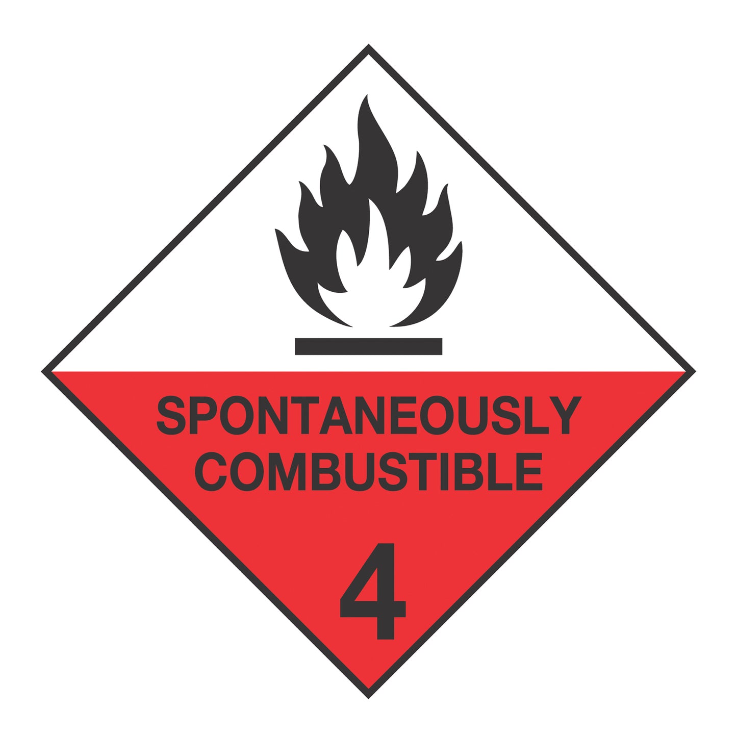 Hazard Class 4: Spontaneously Combustible Placard Sign | Transportation Placards Decal Stickers