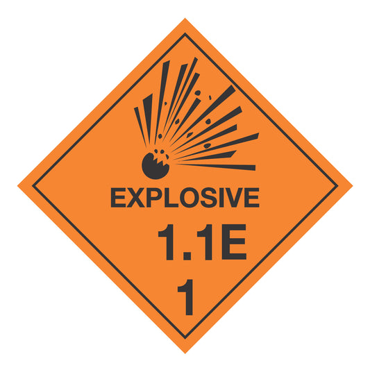 Hazard Class 1: Explosive 1.1E Placard Sign | Transportation Placards Decal Stickers