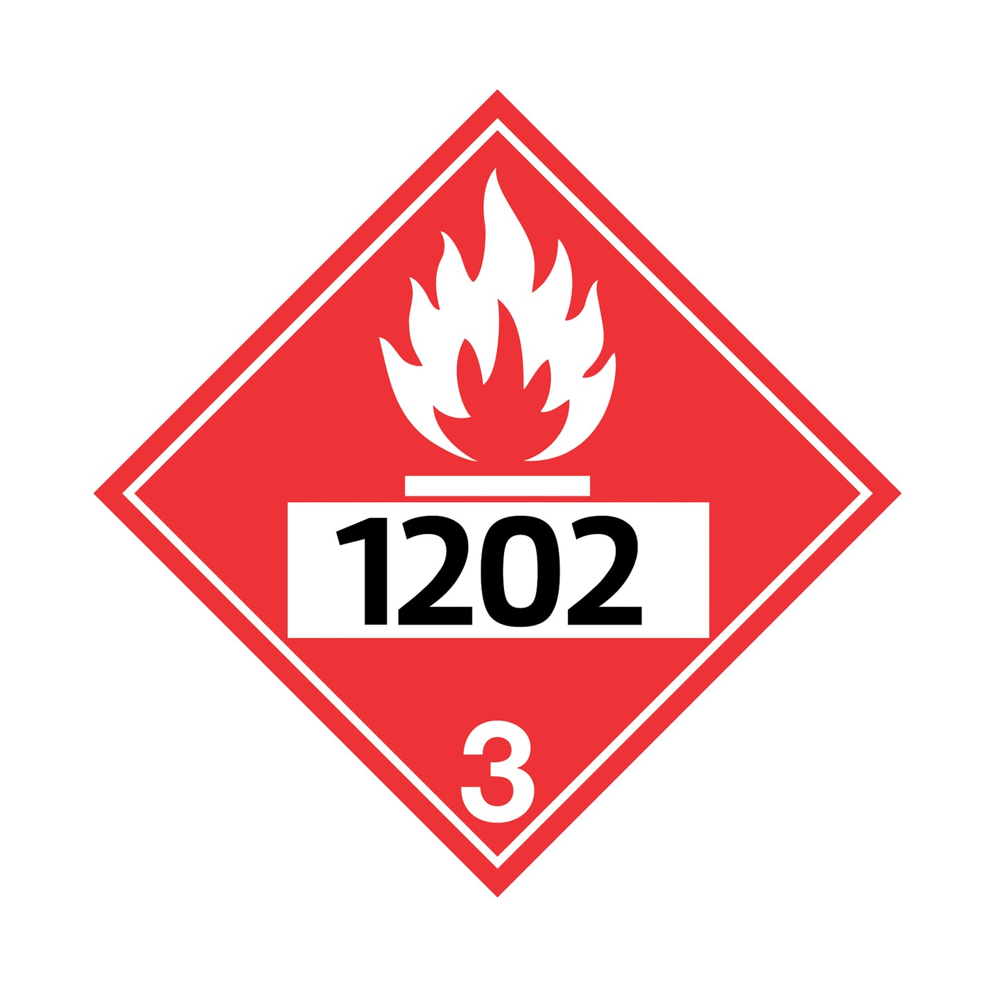 Hazard Class 3: Flammable Liquids UN # 1202 Placard Sign | Transportation Placards Decal Stickers