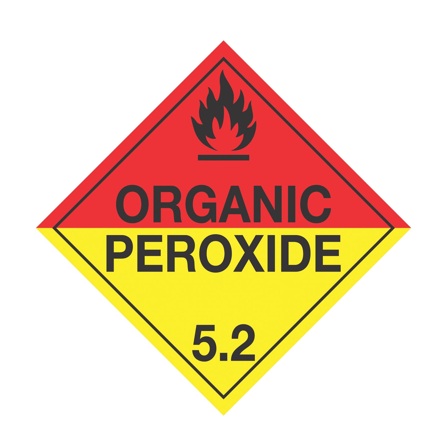 Hazard Class 5: Organic Peroxide 5.2 Placard Sign | Transportation Placards Decal Stickers