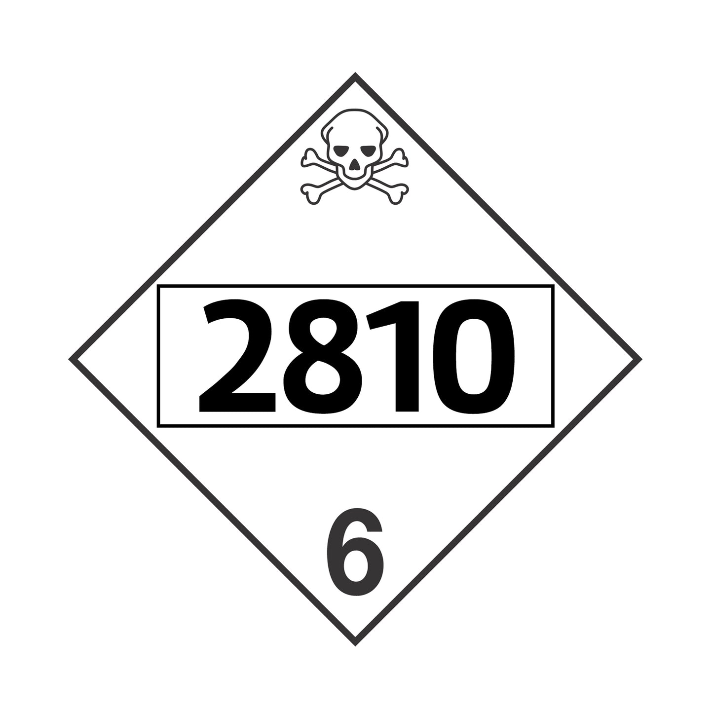 Hazard Class 6: UN # 2810 Placard Sign | Transportation Placards Decal Stickers