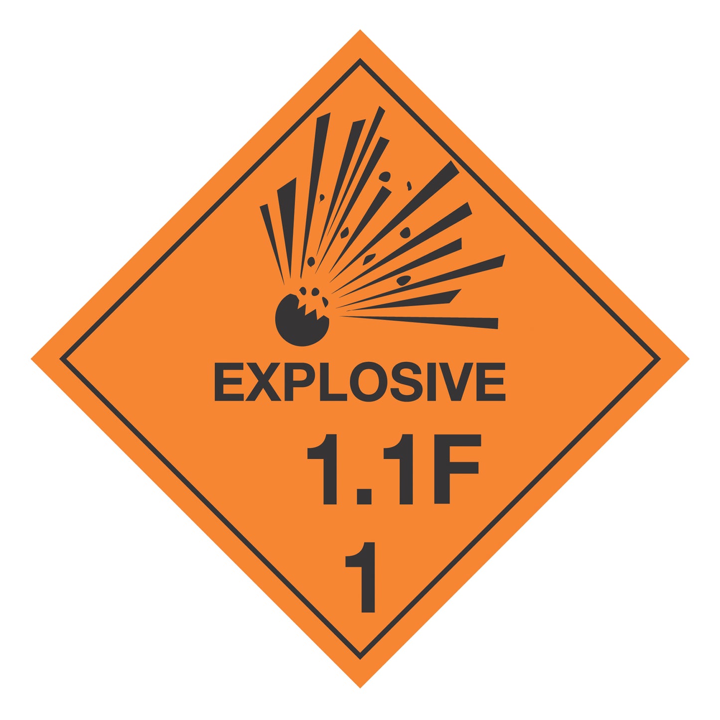 Hazard Class 1: Explosive 1.1F Placard Sign | Transportation Placards Decal Stickers