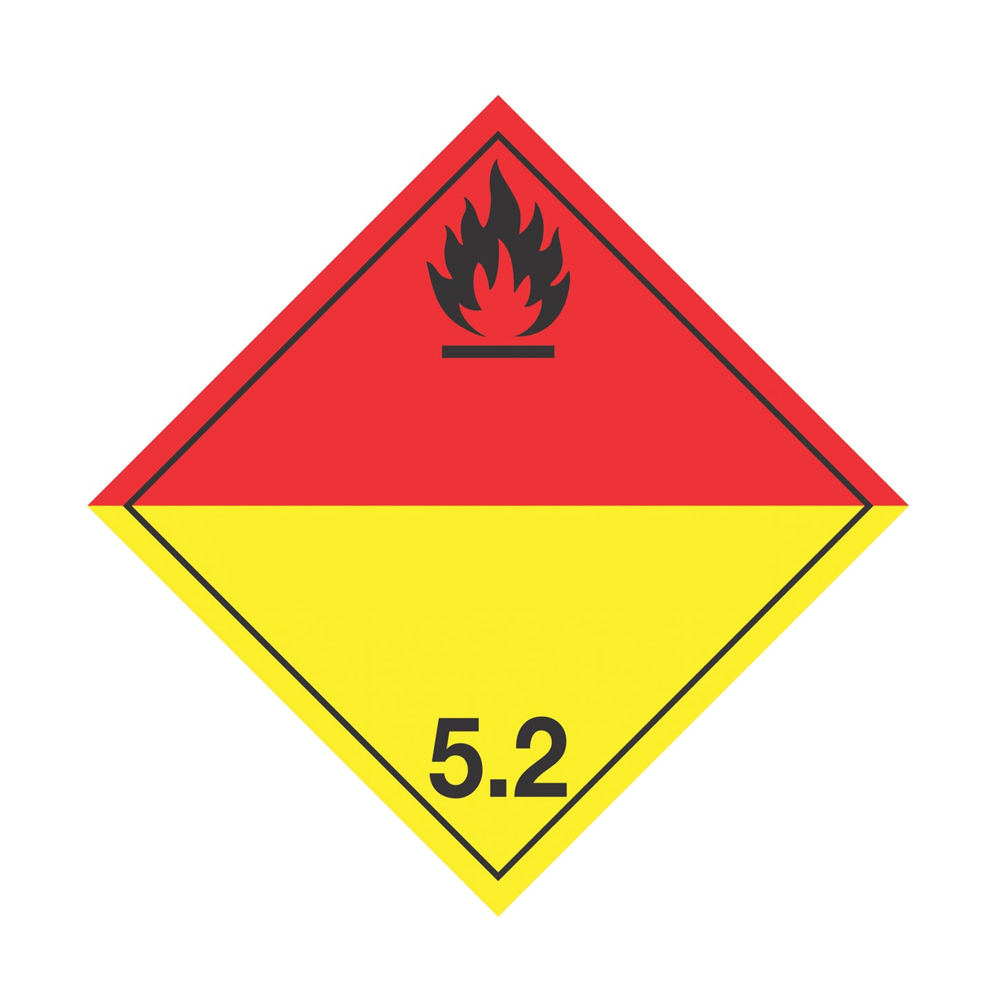 Hazard Class 5: Organic Peroxide 5.2 Placard Sign 2 | Transportation Placards Decal Stickers