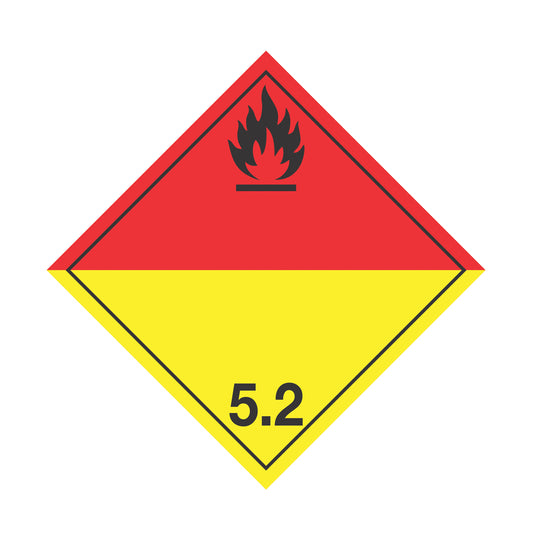 Hazard Class 5: Organic Peroxide 5.2 Placard Sign 2 | Transportation Placards Decal Stickers