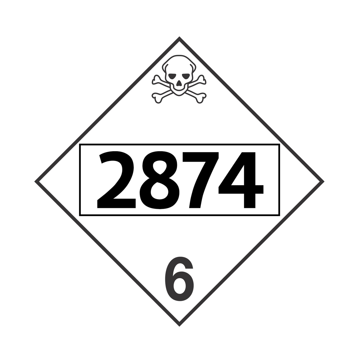 Hazard Class 6: UN # 2874 Placard Sign | Transportation Placards Decal Stickers