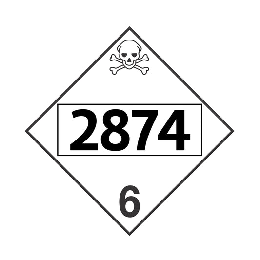 Hazard Class 6: UN # 2874 Placard Sign | Transportation Placards Decal Stickers