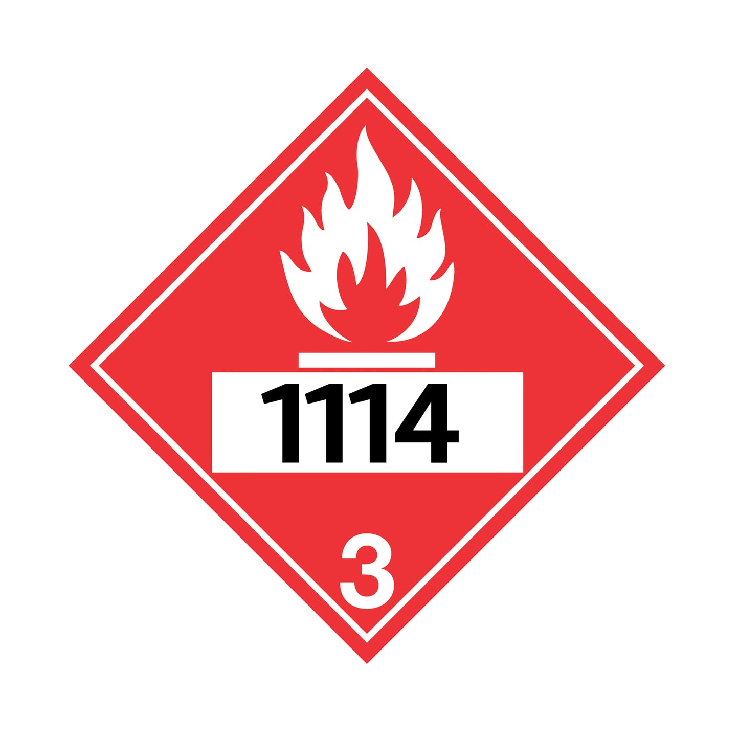 Hazard Class 3: Flammable Liquids UN # 1114 Placard Sign | Transportation Placards Decal Stickers