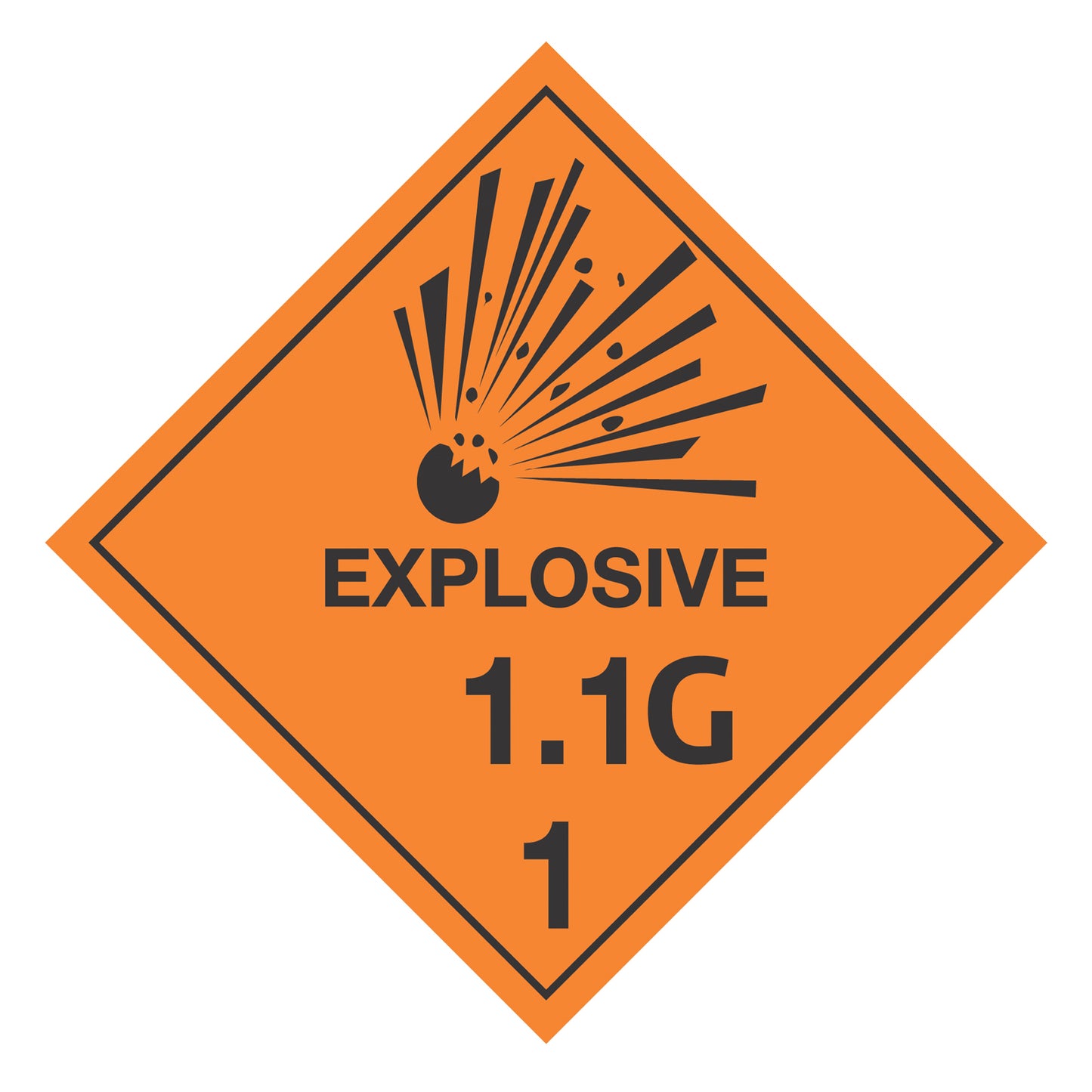 Hazard Class 1: Explosive 1.1G Placard Sign | Transportation Placards Decal Stickers