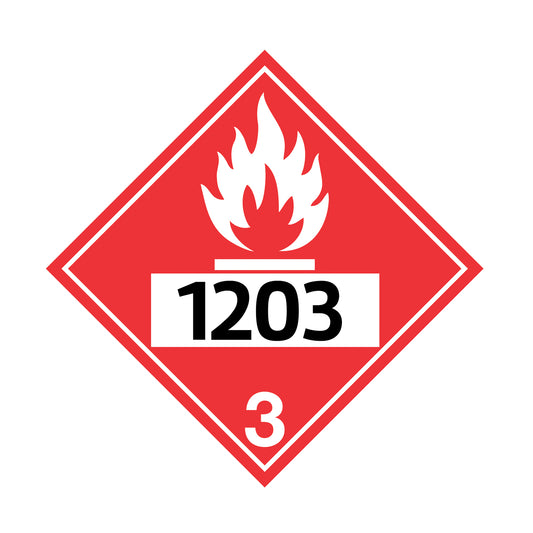 Hazard Class 3: Flammable Liquids UN # 1203 Placard Sign | Transportation Placards Decal Stickers